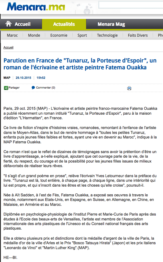 Fatema Ouakka Presse Menara